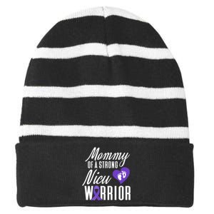 Womens Prematurity Awareness Mommy Nicu Warrior Preemie Dad Striped Beanie with Solid Band