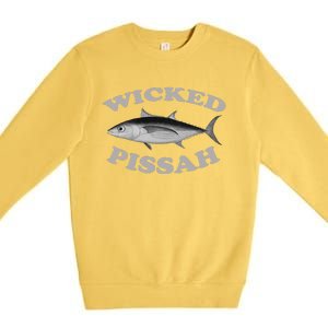 Wicked Pissah Albacore Tuna Fishing Fish Illustration Gear Premium Crewneck Sweatshirt