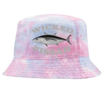 Wicked Pissah Albacore Tuna Fishing Fish Illustration Gear Tie-Dyed Bucket Hat