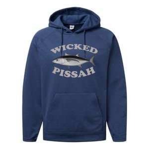 Wicked Pissah Albacore Tuna Fishing Fish Illustration Gear Performance Fleece Hoodie