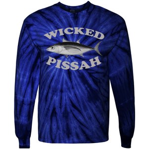 Wicked Pissah Albacore Tuna Fishing Fish Illustration Gear Tie-Dye Long Sleeve Shirt