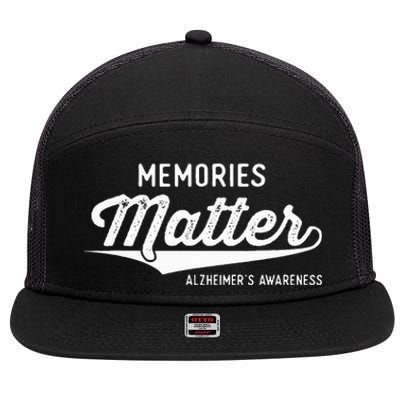 Wear Purple AlzheimerS Awareness Gifts Memories Matter Gift 7 Panel Mesh Trucker Snapback Hat