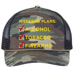 Weekend Plans Alcohol Tobacco Firearms Retro Rope Trucker Hat Cap