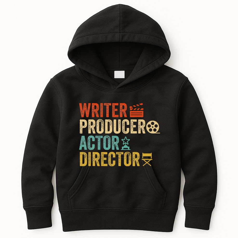 Writer Producer Actor Director Retro Film Filmmaking Kids Hoodie