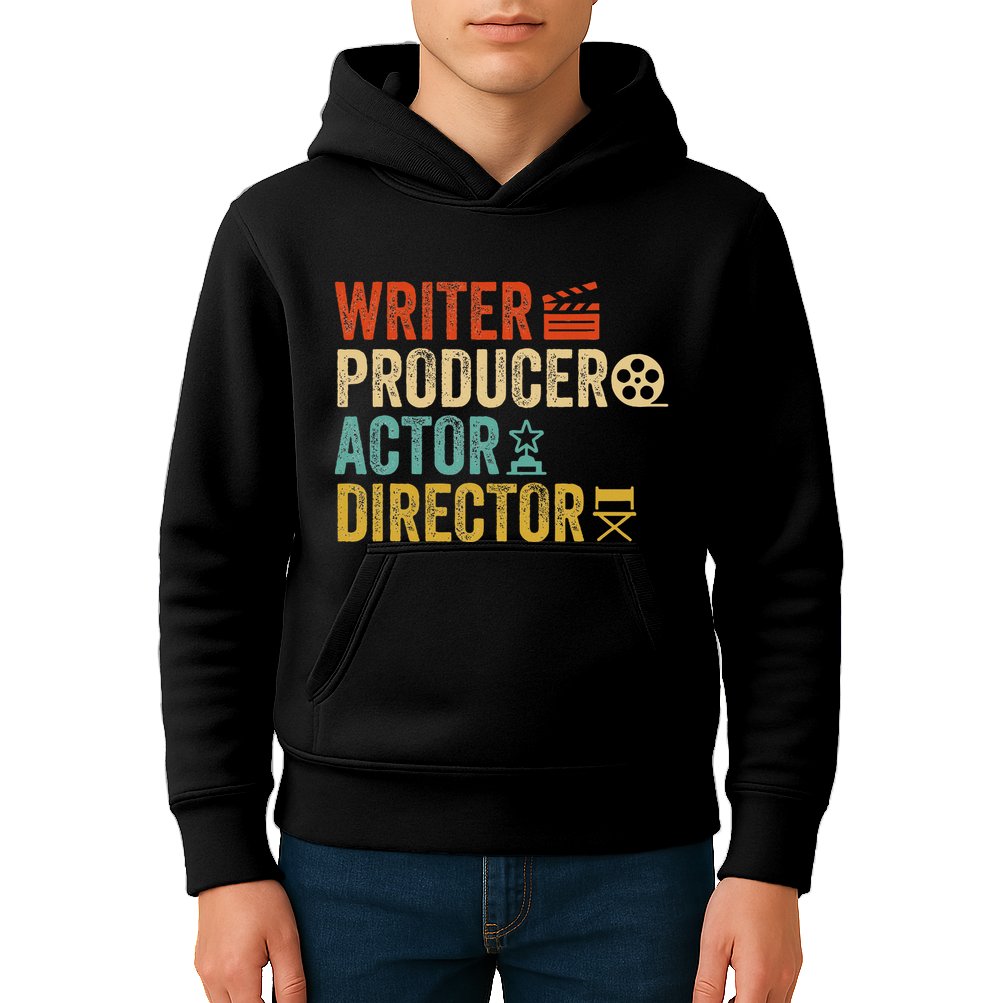 Writer Producer Actor Director Retro Film Filmmaking Kids Hoodie