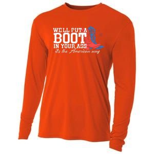 WeLl Put A Boot In Your Ass Western Cowgirl Cooling Performance Long Sleeve Crew