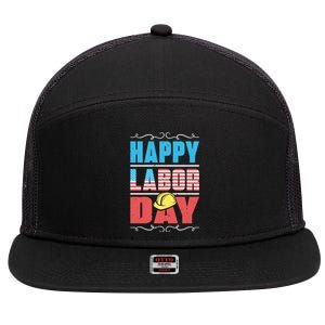 Worker Patriotic American Flag Labor Laborer Happy Labor Day Gift 7 Panel Mesh Trucker Snapback Hat