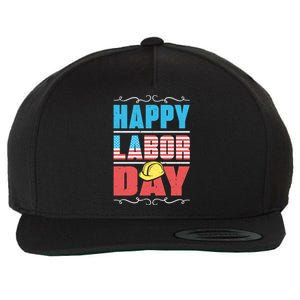 Worker Patriotic American Flag Labor Laborer Happy Labor Day Gift Wool Snapback Cap