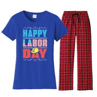 Worker Patriotic American Flag Labor Laborer Happy Labor Day Gift Women's Flannel Pajama Set