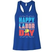 Worker Patriotic American Flag Labor Laborer Happy Labor Day Gift Women's Racerback Tank