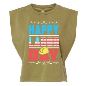 Worker Patriotic American Flag Labor Laborer Happy Labor Day Gift Garment-Dyed Women's Muscle Tee