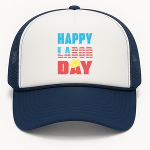 Worker Patriotic American Flag Labor Laborer Happy Labor Day Gift Trucker Hat