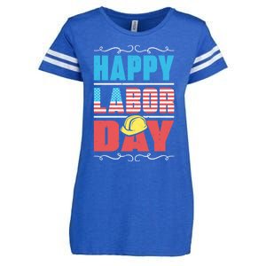 Worker Patriotic American Flag Labor Laborer Happy Labor Day Gift Enza Ladies Jersey Football T-Shirt