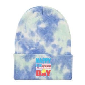 Worker Patriotic American Flag Labor Laborer Happy Labor Day Gift Tie Dye 12in Knit Beanie