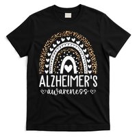 Wear Purple Alzheimers Awareness Leopard Rainbow T-Shirt