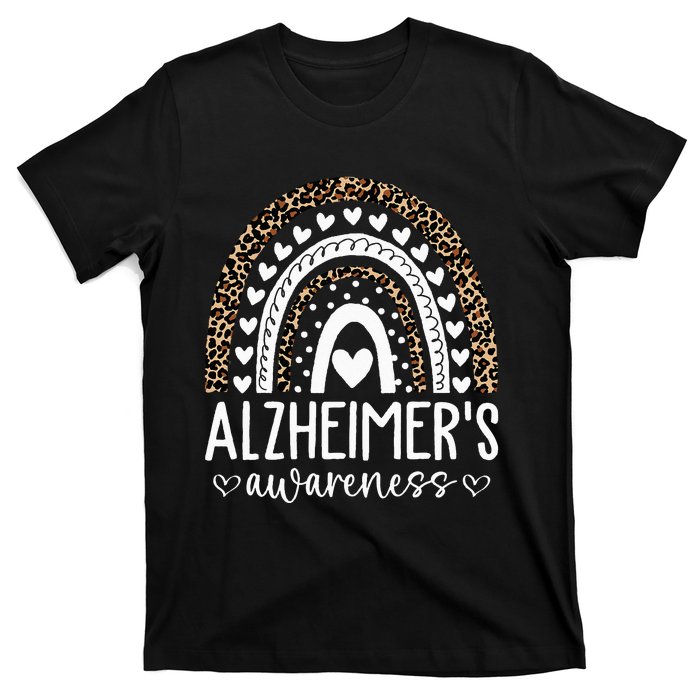 Wear Purple Alzheimers Awareness Leopard Rainbow T-Shirt