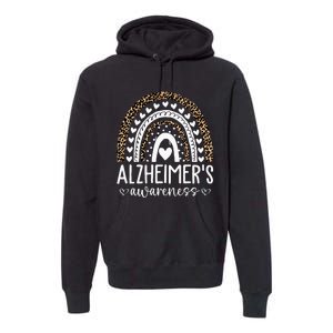 Wear Purple Alzheimers Awareness Leopard Rainbow Premium Hoodie