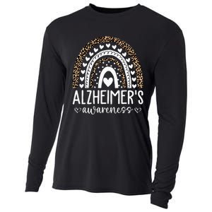 Wear Purple Alzheimers Awareness Leopard Rainbow Cooling Performance Long Sleeve Crew