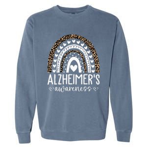 Wear Purple Alzheimers Awareness Leopard Rainbow Garment-Dyed Sweatshirt