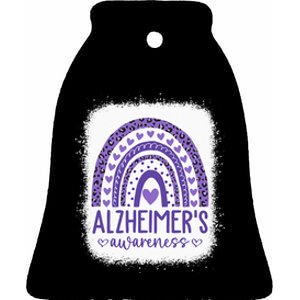 Wear Purple Alzheimers Awareness Leopard Rainbow Ceramic Bell Ornament