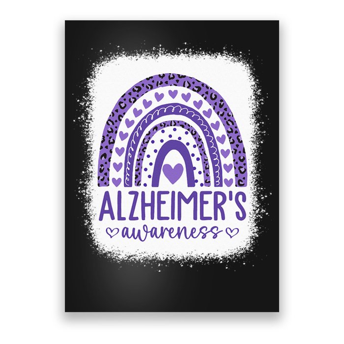 Wear Purple Alzheimers Awareness Leopard Rainbow Poster