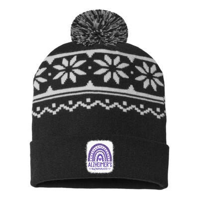 Wear Purple Alzheimers Awareness Leopard Rainbow USA-Made Snowflake Beanie