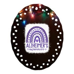 Wear Purple Alzheimers Awareness Leopard Rainbow Ceramic Oval Ornament