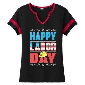 Worker Patriotic American Flag Labor Laborer Happy Labor Day Gift Ladies Halftime Notch Neck Tee