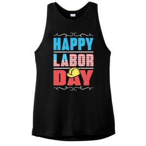 Worker Patriotic American Flag Labor Laborer Happy Labor Day Gift Ladies PosiCharge Tri-Blend Wicking Tank