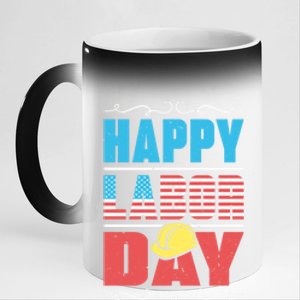 Worker Patriotic American Flag Labor Laborer Happy Labor Day Gift 11oz Black Color Changing Mug