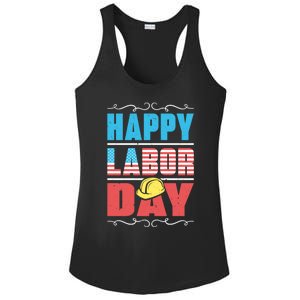 Worker Patriotic American Flag Labor Laborer Happy Labor Day Gift Ladies PosiCharge Competitor Racerback Tank