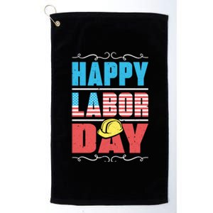 Worker Patriotic American Flag Labor Laborer Happy Labor Day Gift Platinum Collection Golf Towel