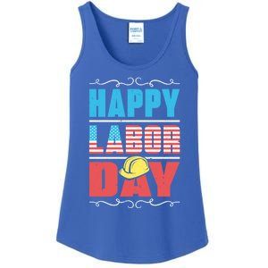 Worker Patriotic American Flag Labor Laborer Happy Labor Day Gift Ladies Essential Tank