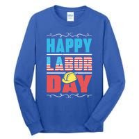 Worker Patriotic American Flag Labor Laborer Happy Labor Day Gift Tall Long Sleeve T-Shirt