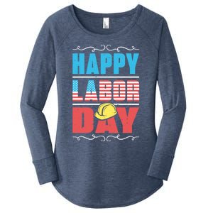 Worker Patriotic American Flag Labor Laborer Happy Labor Day Gift Women's Perfect Tri Tunic Long Sleeve Shirt