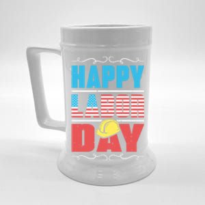 Worker Patriotic American Flag Labor Laborer Happy Labor Day Gift Beer Stein