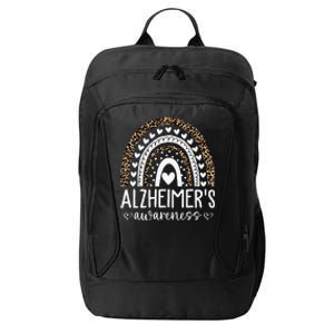 Wear Purple Alzheimer's Awareness Leopard Rainbow City Backpack