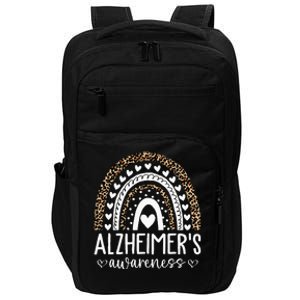 Wear Purple Alzheimer's Awareness Leopard Rainbow Impact Tech Backpack