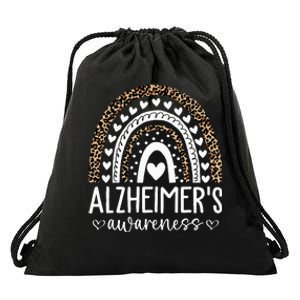 Wear Purple Alzheimer's Awareness Leopard Rainbow Drawstring Bag