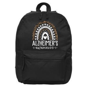 Wear Purple Alzheimer's Awareness Leopard Rainbow 16 in Basic Backpack