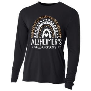 Wear Purple Alzheimer's Awareness Leopard Rainbow Cooling Performance Long Sleeve Crew