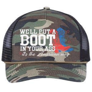 WeLl Put A Boot In Your Ass Western Cow 4th Of July Retro Rope Trucker Hat Cap