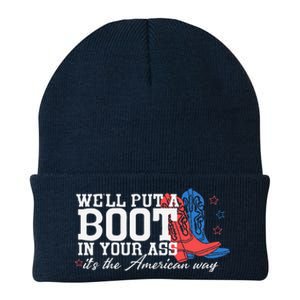 WeLl Put A Boot In Your Ass Western Cow 4th Of July Knit Cap Winter Beanie