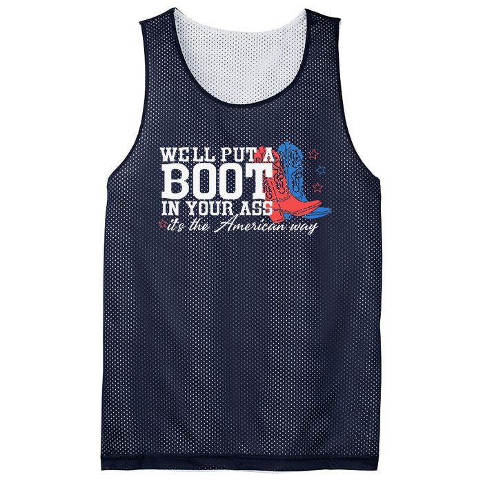 WeLl Put A Boot In Your Ass Western Cow 4th Of July Mesh Reversible Basketball Jersey Tank