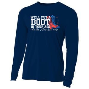 WeLl Put A Boot In Your Ass Western Cow 4th Of July Cooling Performance Long Sleeve Crew