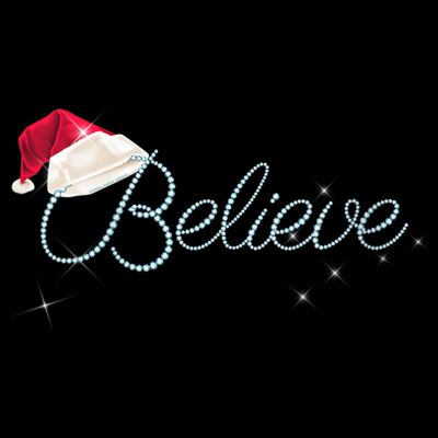 Wo Pretty BELIEVE with Santa Hat Holiday Christmas V-Neck T-Shirt