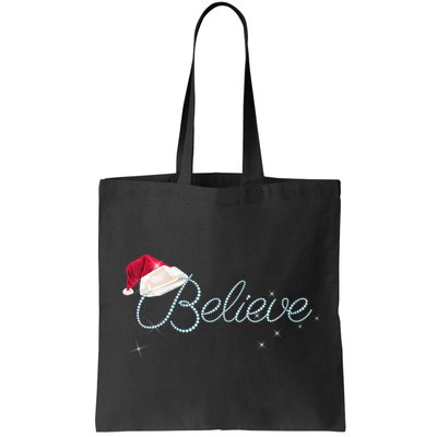 Wo Pretty BELIEVE with Santa Hat Holiday Christmas V-Neck Bag
