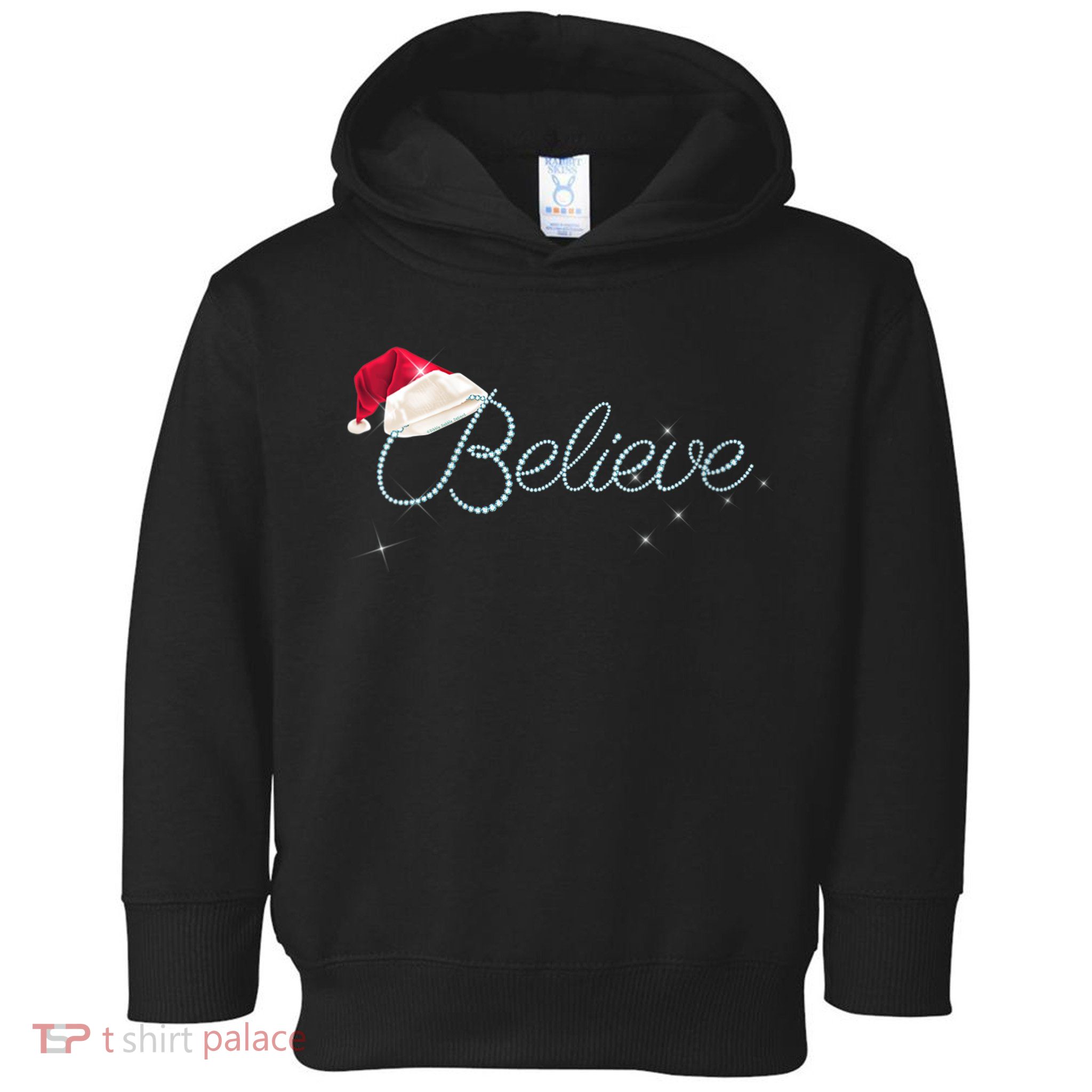 Wo Pretty BELIEVE with Santa Hat Holiday Christmas V-Neck Toddler Hoodie