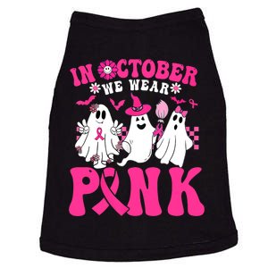 Wear Pink Breast Cancer Warrior Ghost Halloween Groovy Doggie Tank