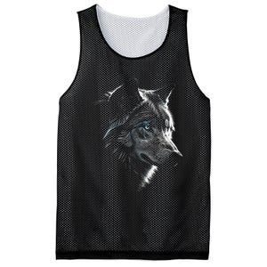 Wolf Portrait Blue Eyes Artwork Animal Motif Wolf Mesh Reversible Basketball Jersey Tank